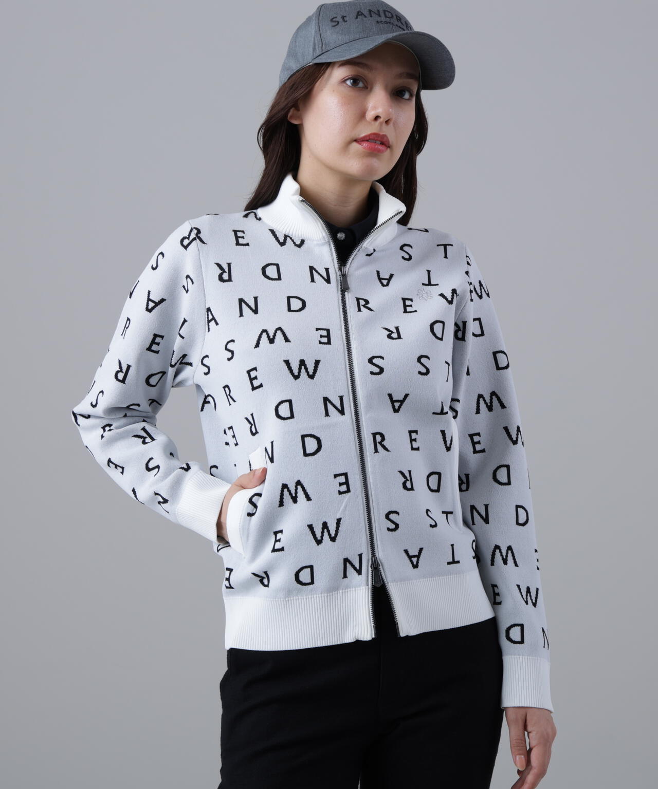 14Gロゴジャガードフルジップニット (WOMENS)
