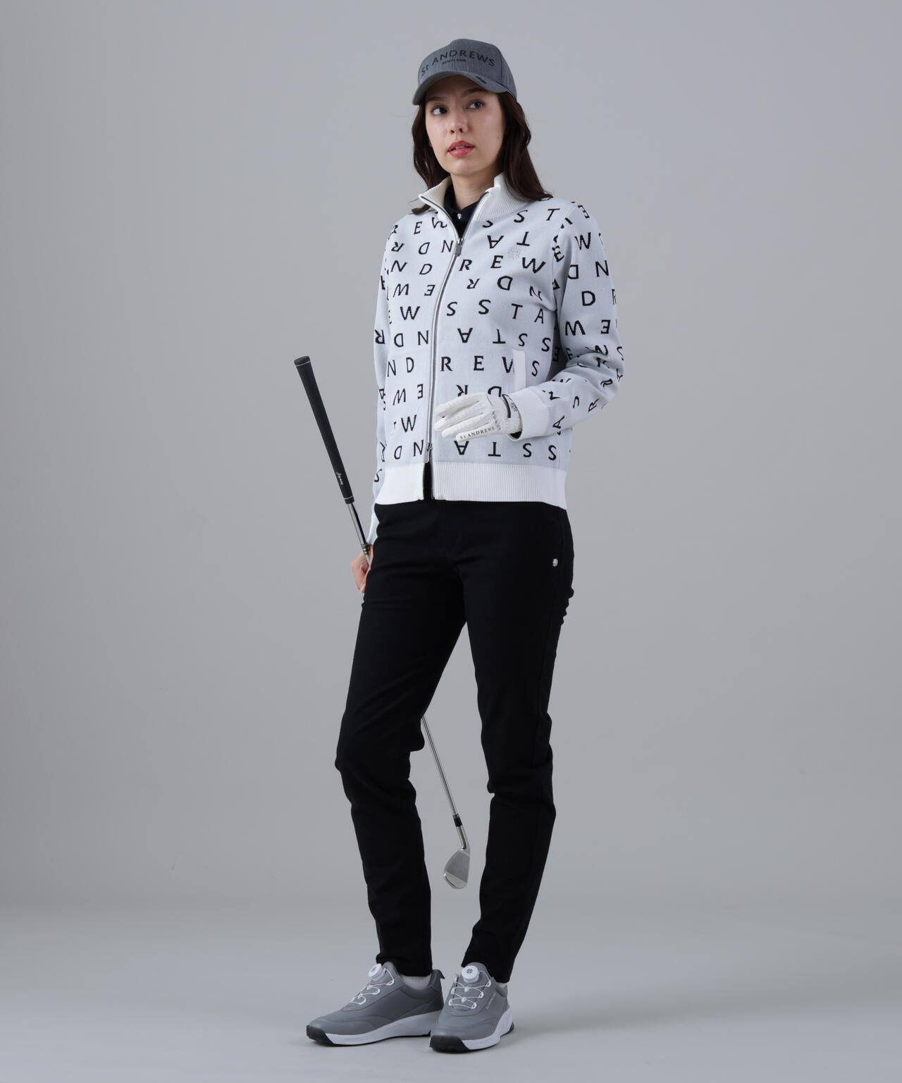 14Gロゴジャガードフルジップニット (WOMENS) | St ANDREWS