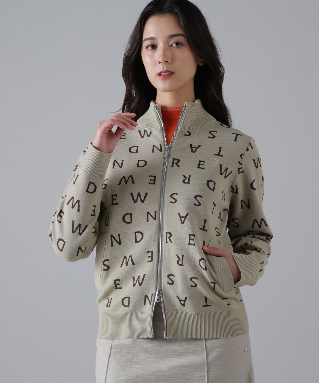 14Gロゴジャガードフルジップニット (WOMENS)
