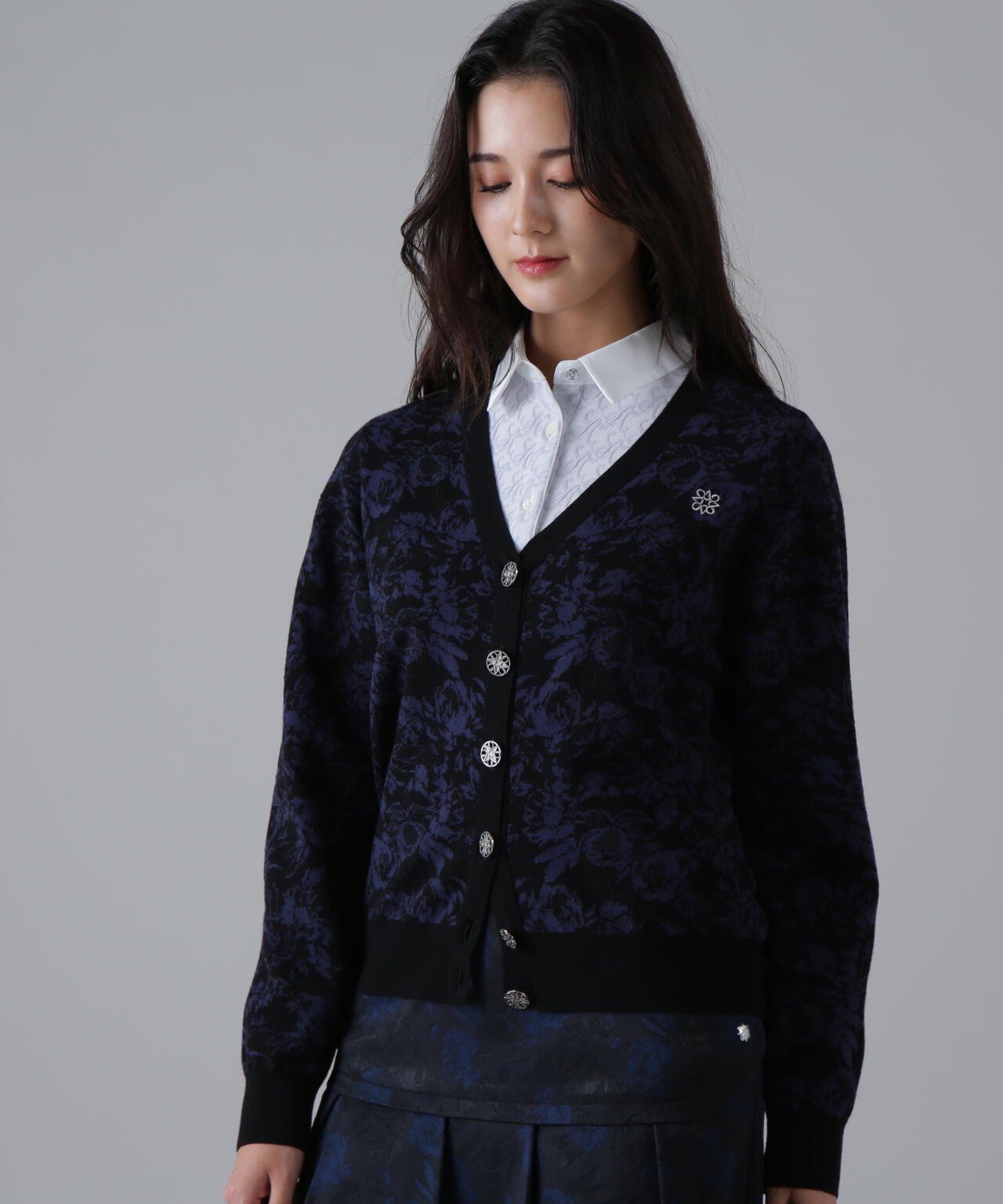 16Gボニースコットランドジャガードニットカーディガン (WOMENS