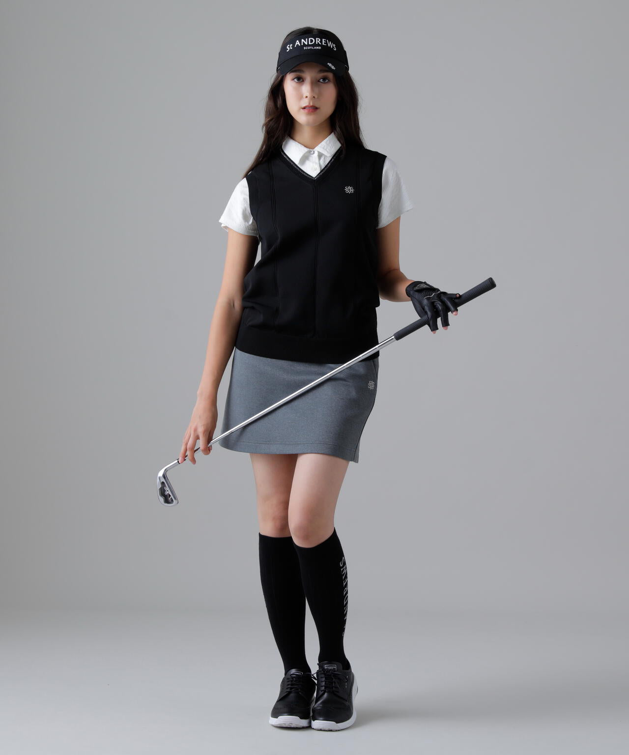 14G天竺×ケーブル Vネックニットベスト (WOMENS)