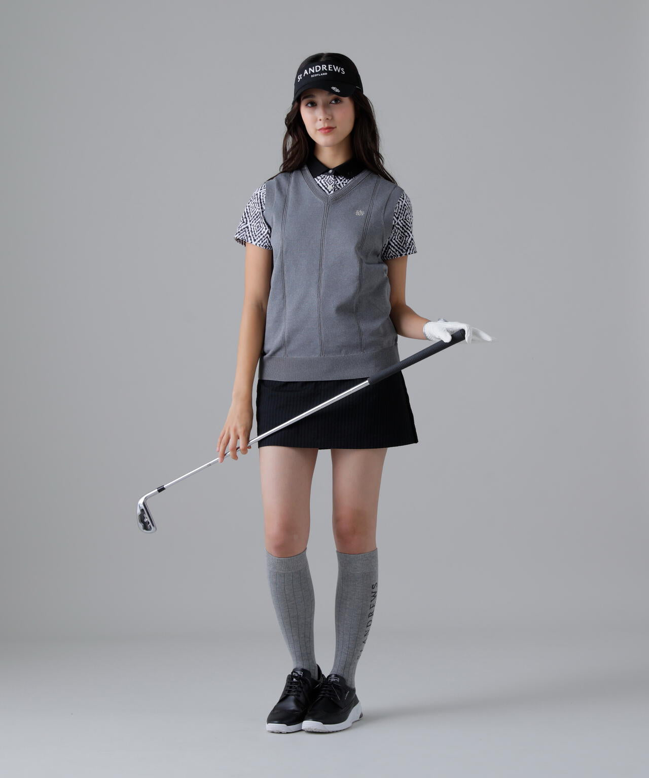 14G天竺×ケーブル Vネックニットベスト (WOMENS)