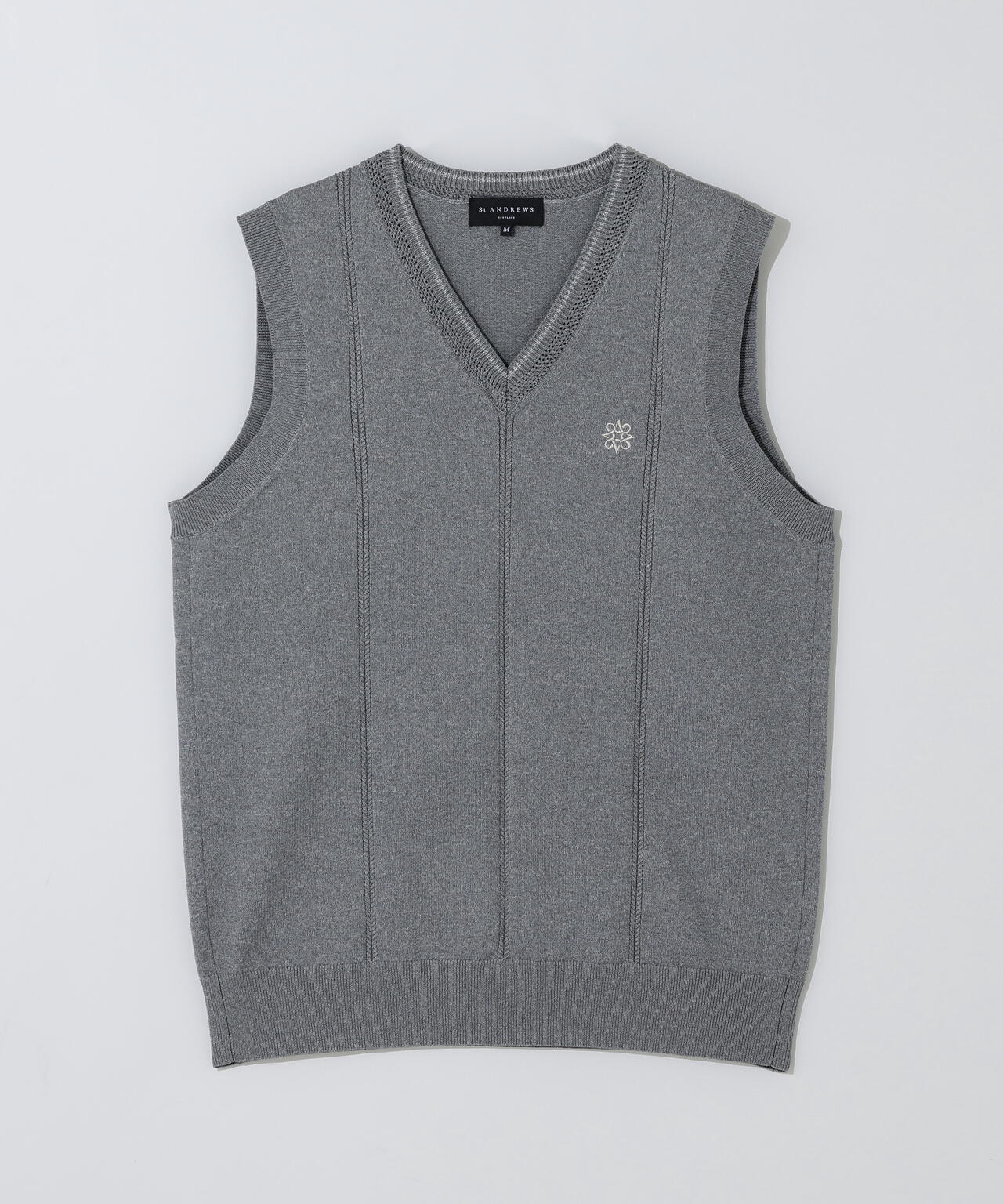 14G天竺×ケーブル Vネックニットベスト (WOMENS)
