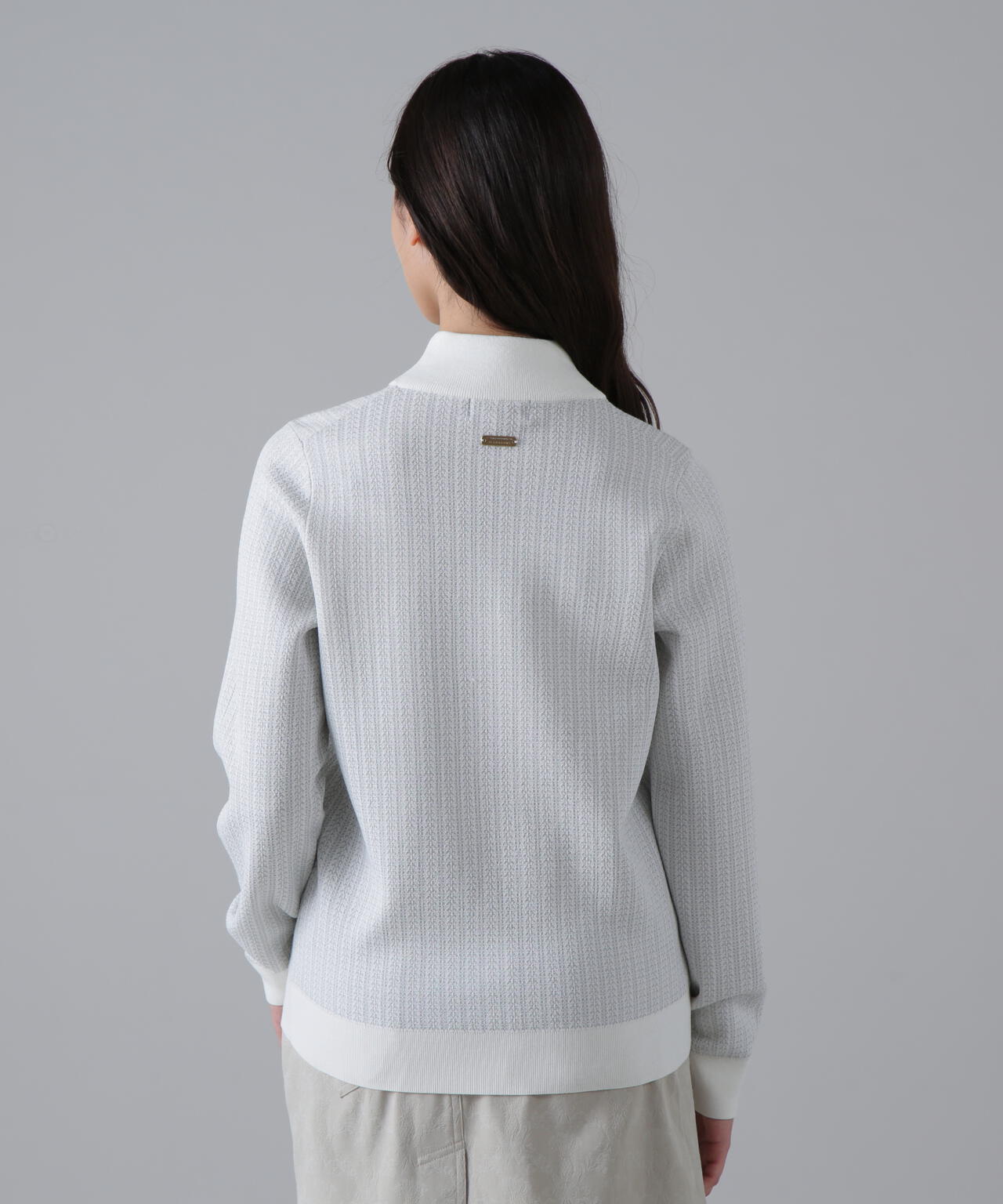 14Gトライアングルジャガードモックネックニットプルオーバー (WOMENS