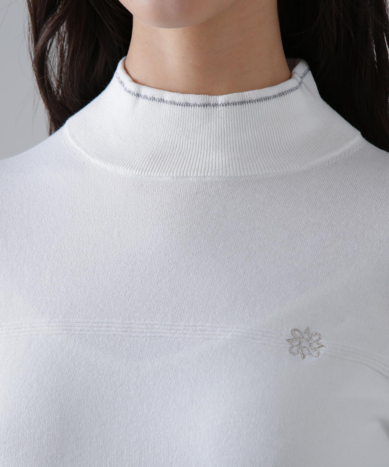 カシミヤタッチ天竺モックネックニットプルオーバー (WOMENS)