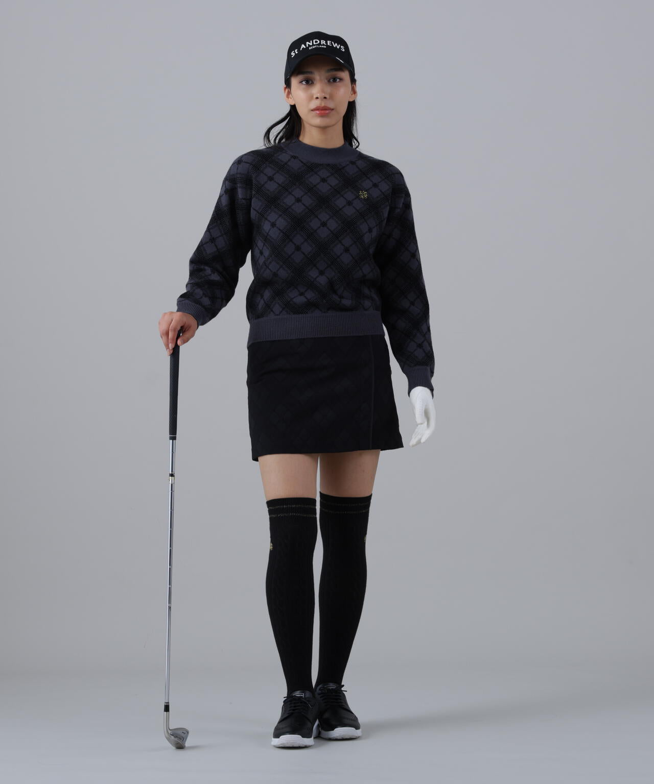 ヘリンボーンプリント中綿キルトスカート (WOMENS)