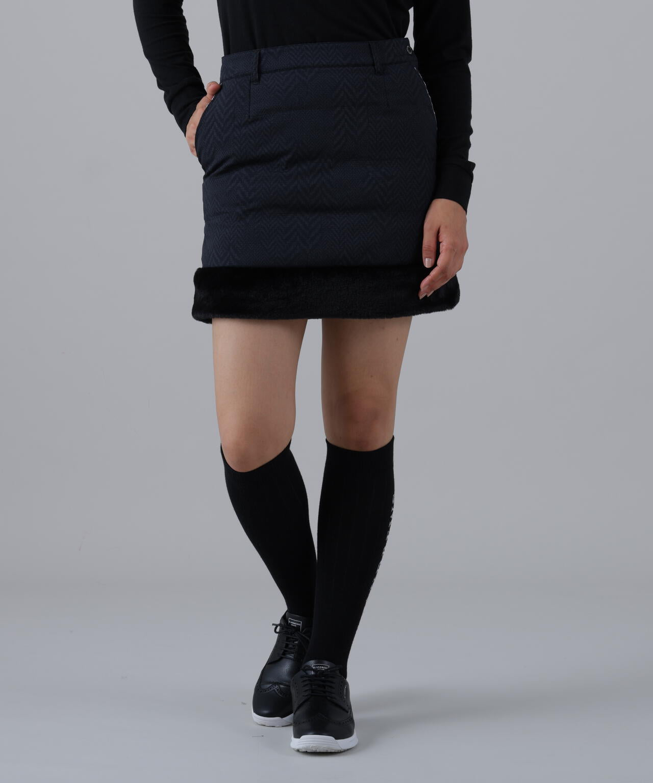 ヘリンボーンプリント中綿キルトスカート (WOMENS)