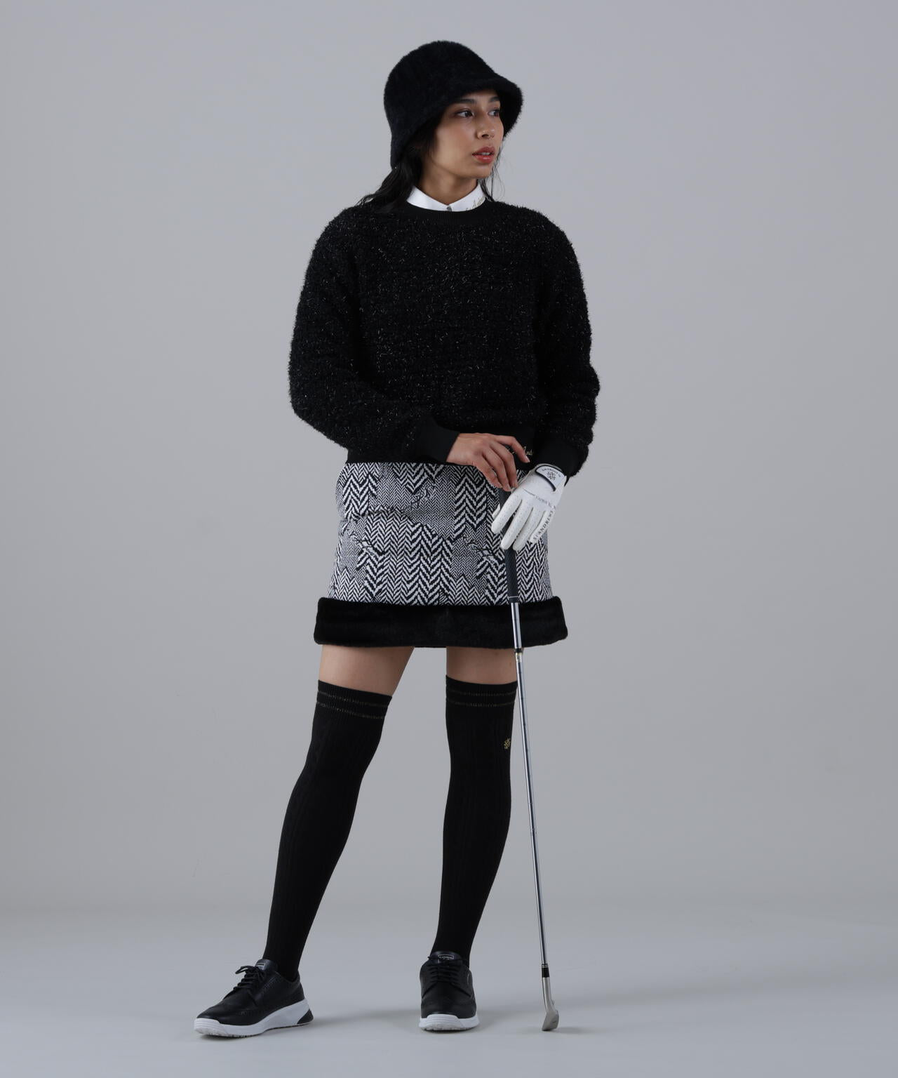 ヘリンボーンプリント中綿キルトスカート (WOMENS)