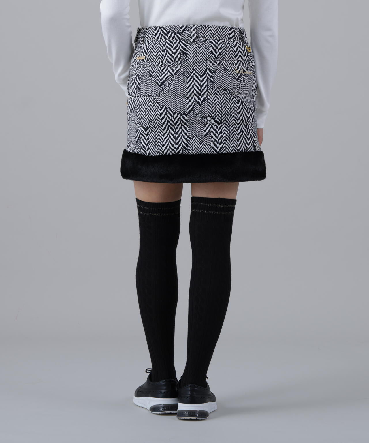 ヘリンボーンプリント中綿キルトスカート (WOMENS)