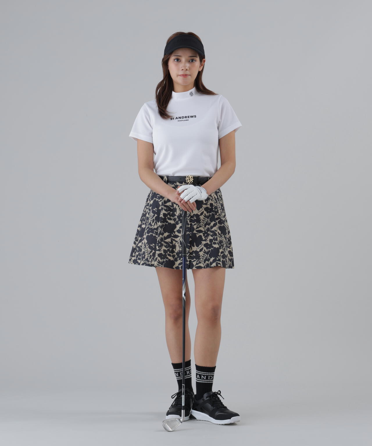 吸水速乾】【ストレッチ】シャドーボタニカルプリントスカート (WOMENS