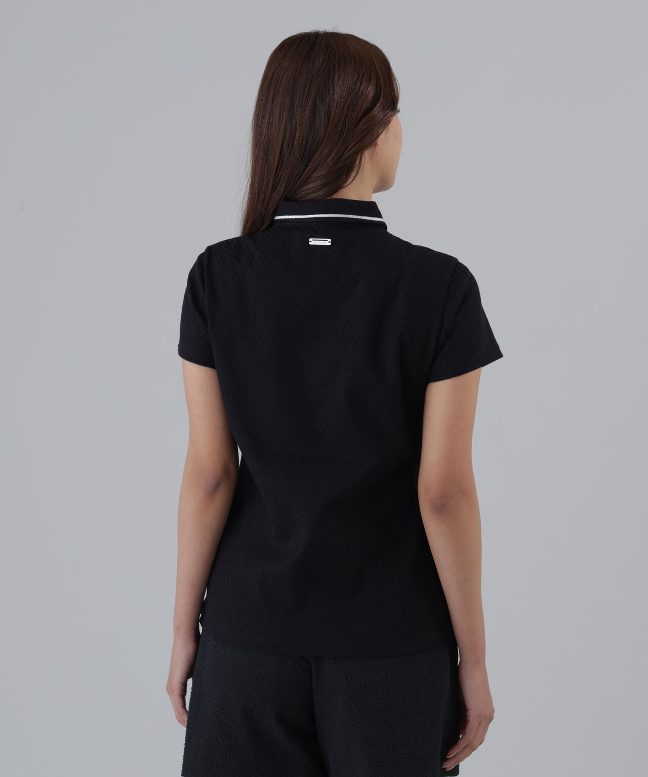 ヘリンボーンジャガード半袖ポロシャツ (WOMENS)