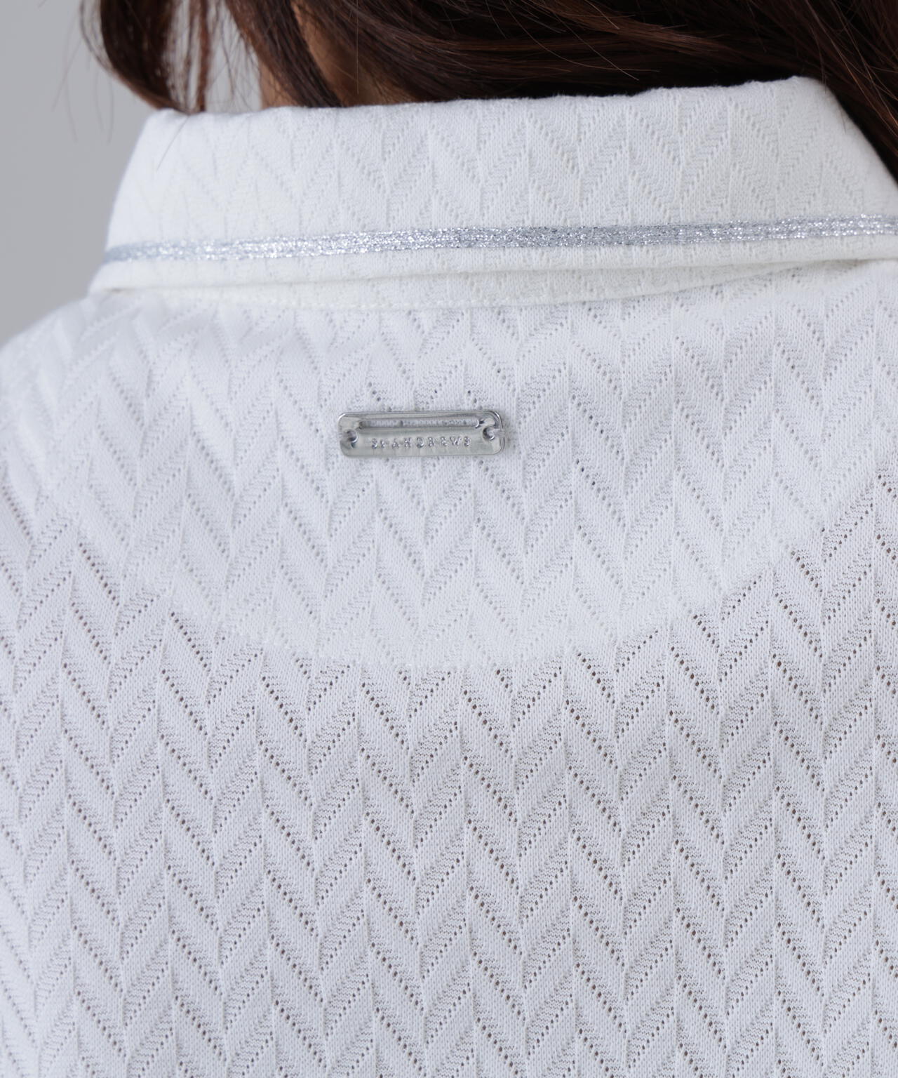 ヘリンボーンジャガード半袖ポロシャツ (WOMENS)