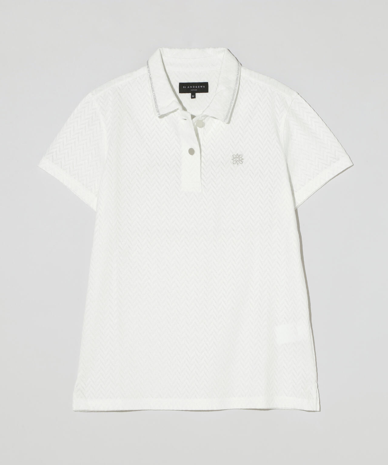 ヘリンボーンジャガード半袖ポロシャツ (WOMENS)