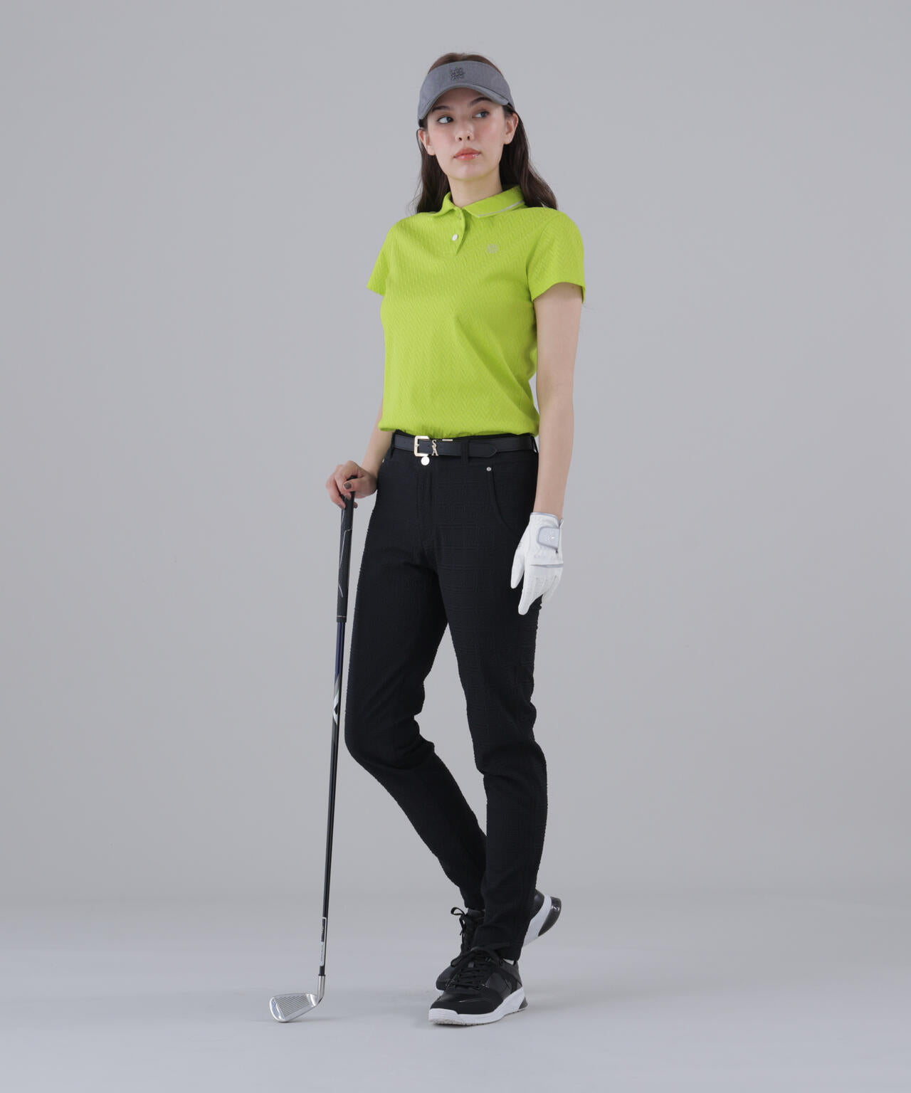 ヘリンボーンジャガード半袖ポロシャツ (WOMENS)