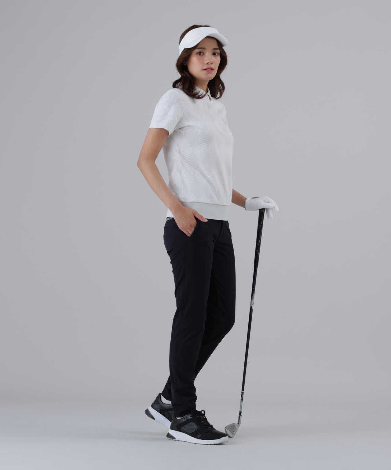 【UVカット】ダイヤジャガード半袖シャツ (WOMENS)
