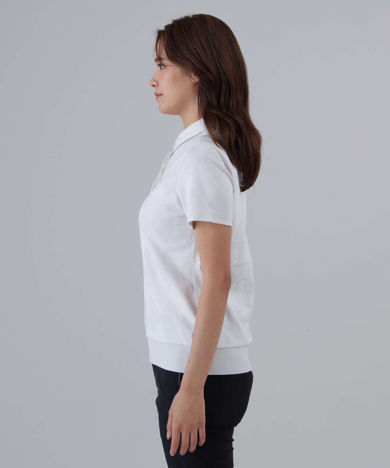 【UVカット】ダイヤジャガード半袖シャツ (WOMENS)