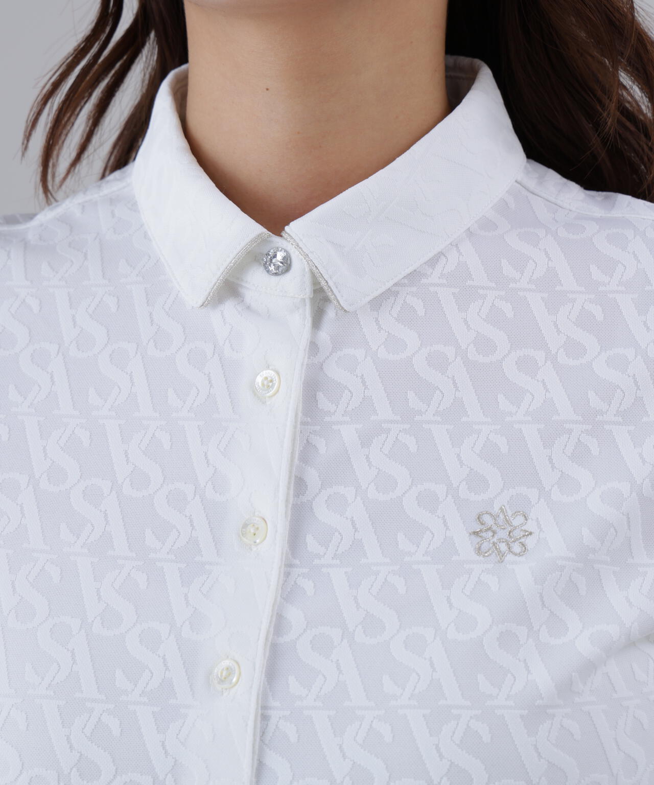 SAロゴジャガード無地半袖シャツ (WOMENS)
