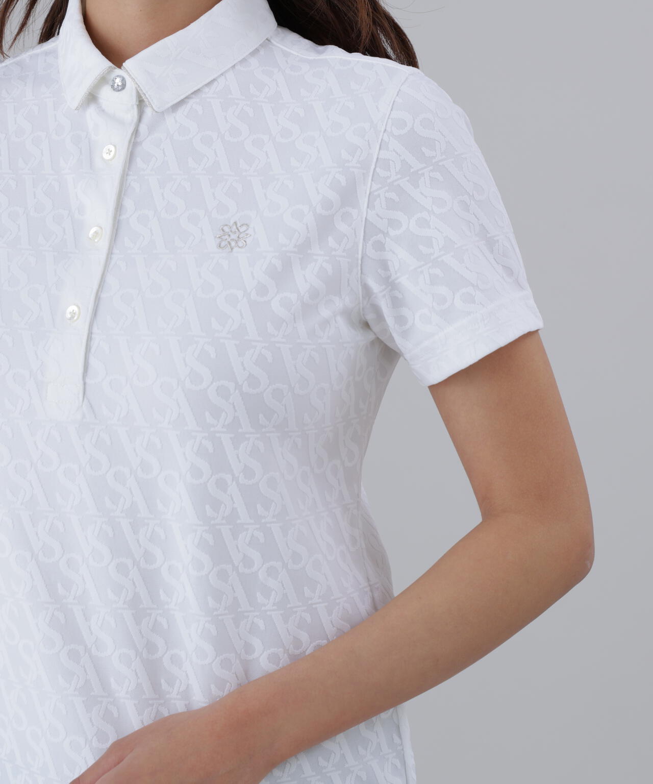 SAロゴジャガード無地半袖シャツ (WOMENS)