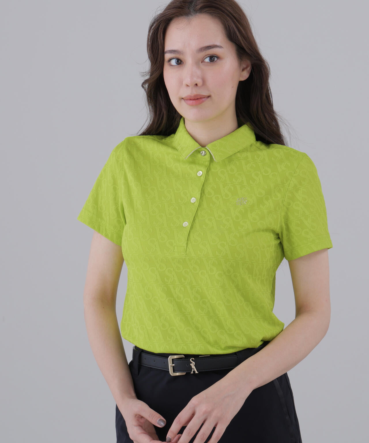 SAロゴジャガード無地半袖シャツ (WOMENS)