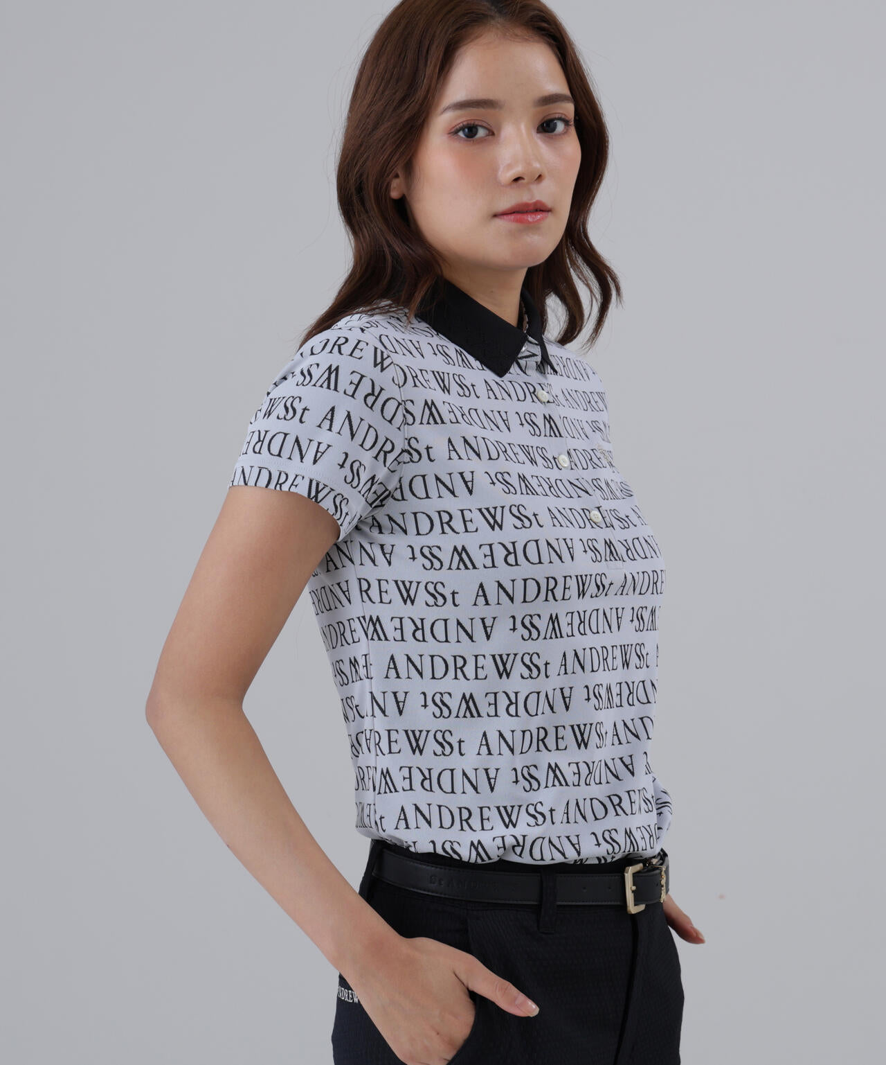 ダブルロゴジャガード半袖ポロシャツ (WOMENS)