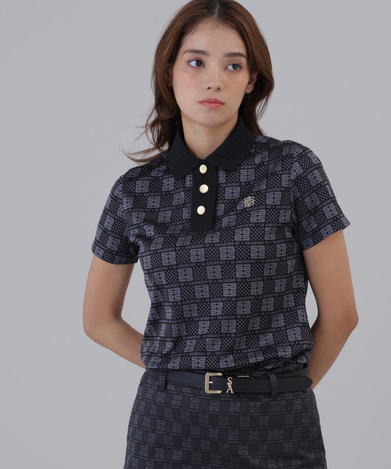 吸水速乾】SAモノグラムジャガード半袖ポロシャツ (WOMENS) | St