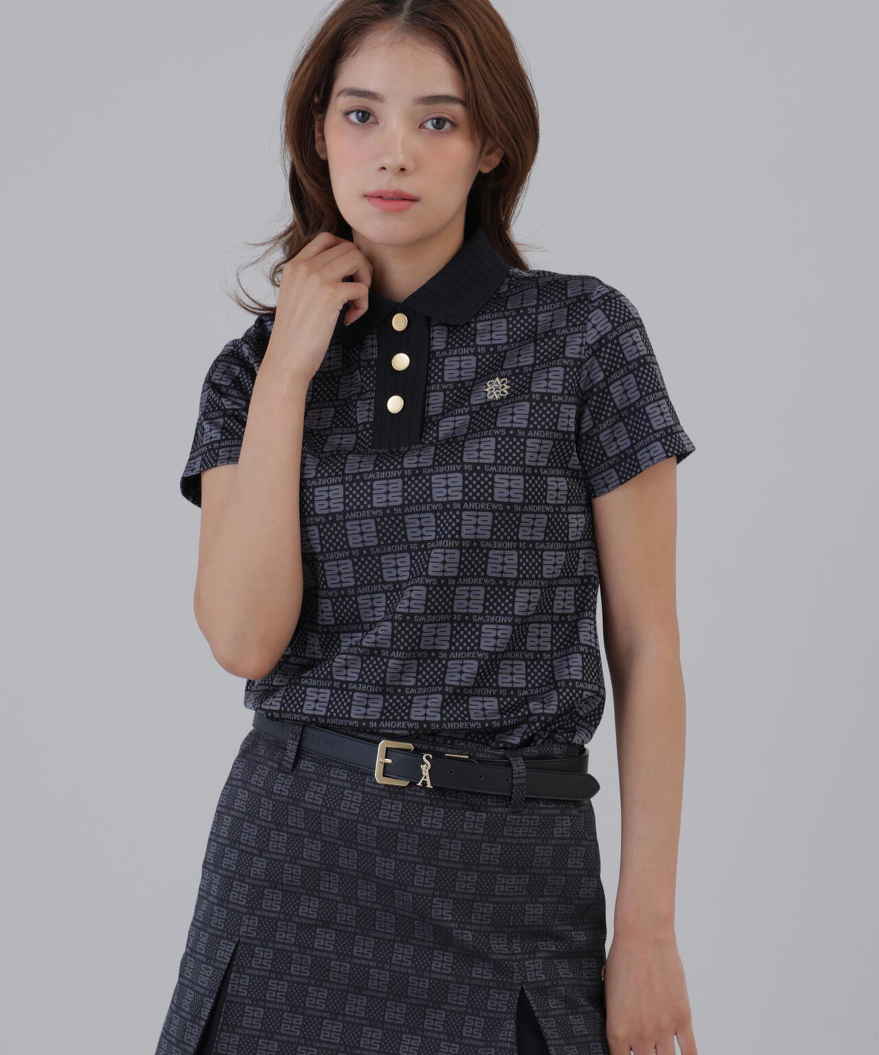 吸水速乾】SAモノグラムジャガード半袖ポロシャツ (WOMENS) | St