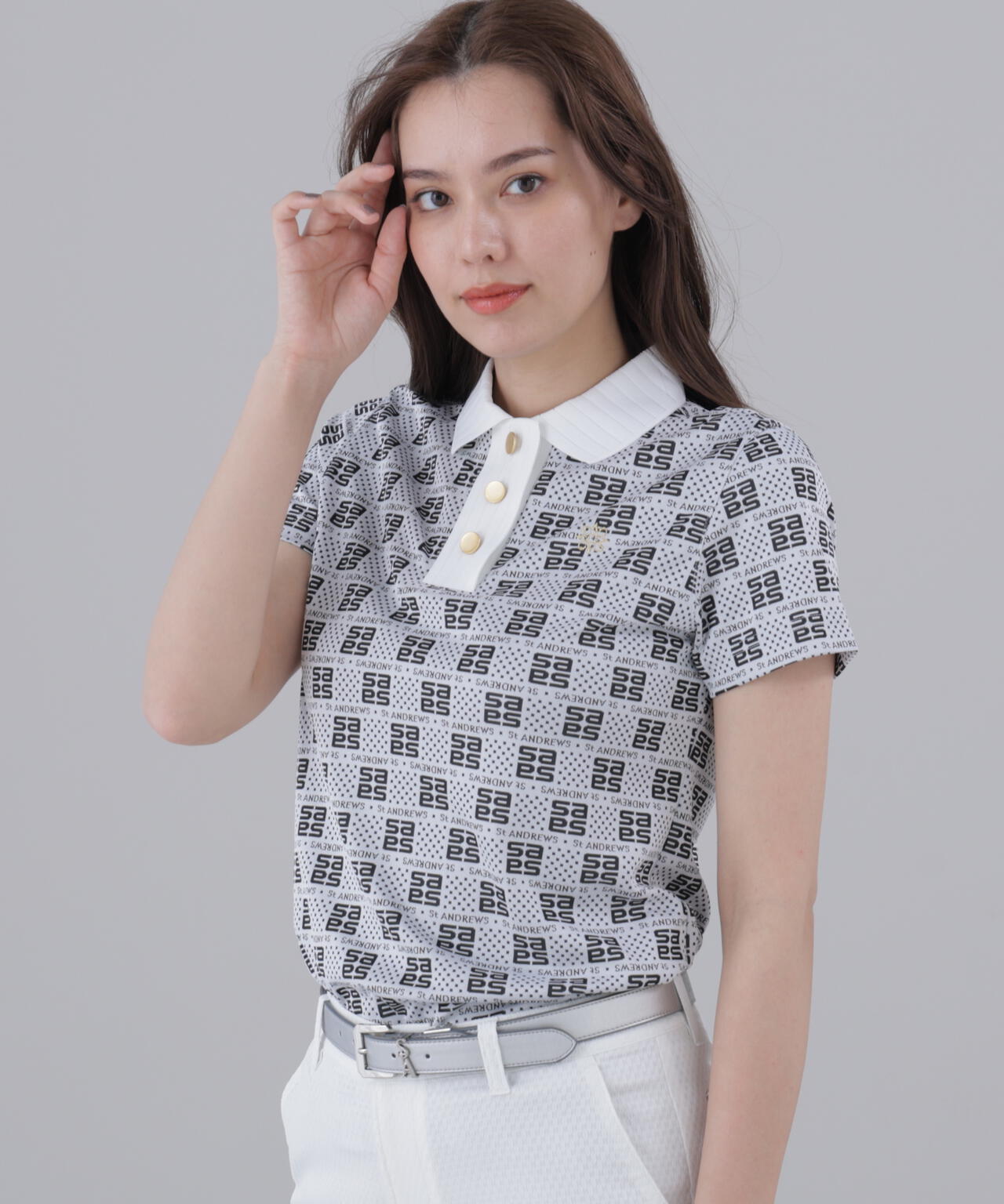 吸水速乾】SAモノグラムジャガード半袖ポロシャツ (WOMENS) | St