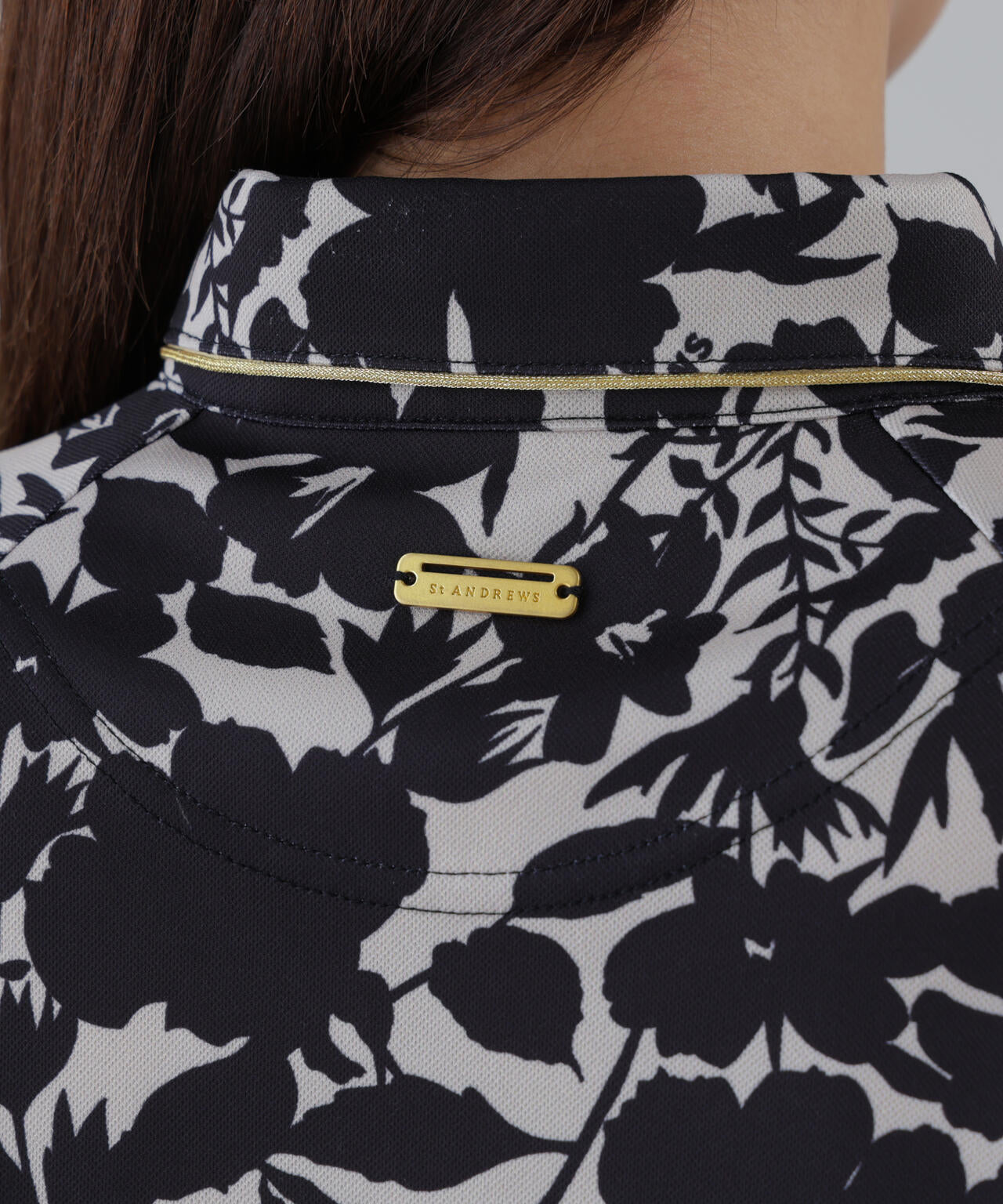 吸水速乾】COOLMAXシャドーボタニカルプリント半袖ポロシャツ (WOMENS