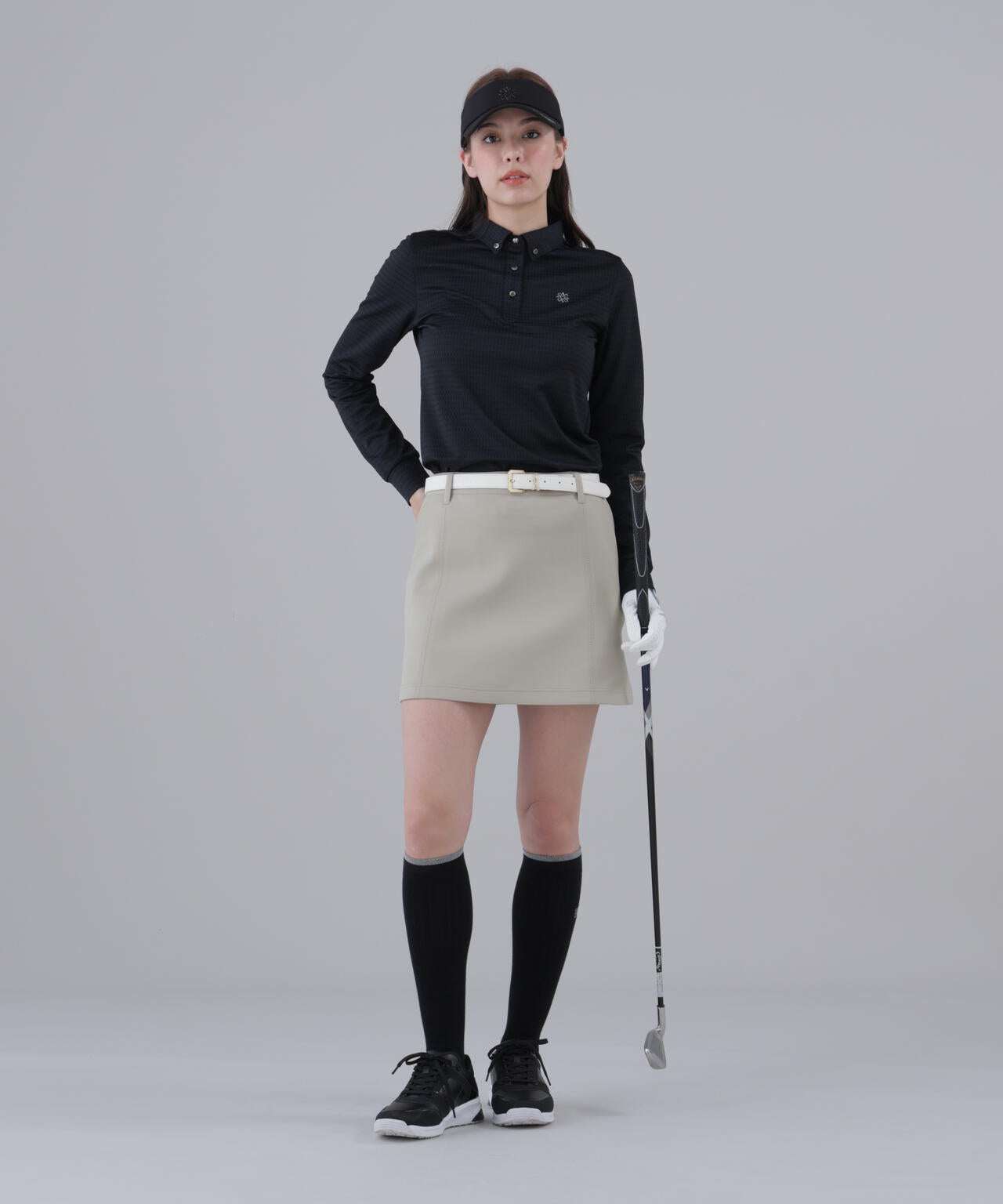 格子ジャガード長袖シャツ (WOMENS)