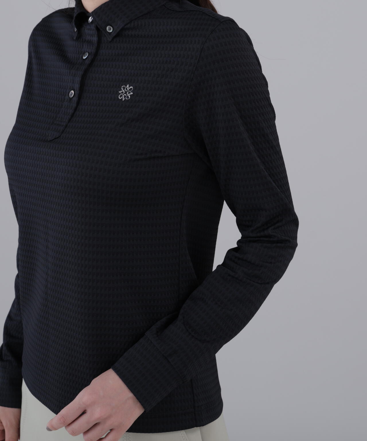 格子ジャガード長袖シャツ (WOMENS)