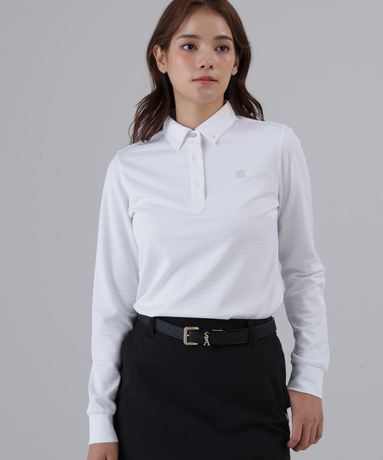 格子ジャガード長袖シャツ (WOMENS)