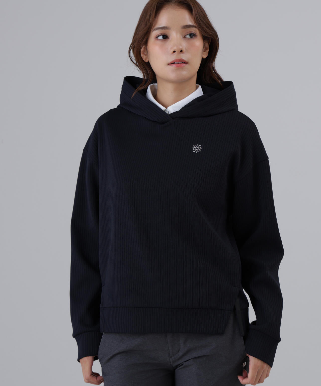 ダブル針抜きストライプフーディー (WOMENS)