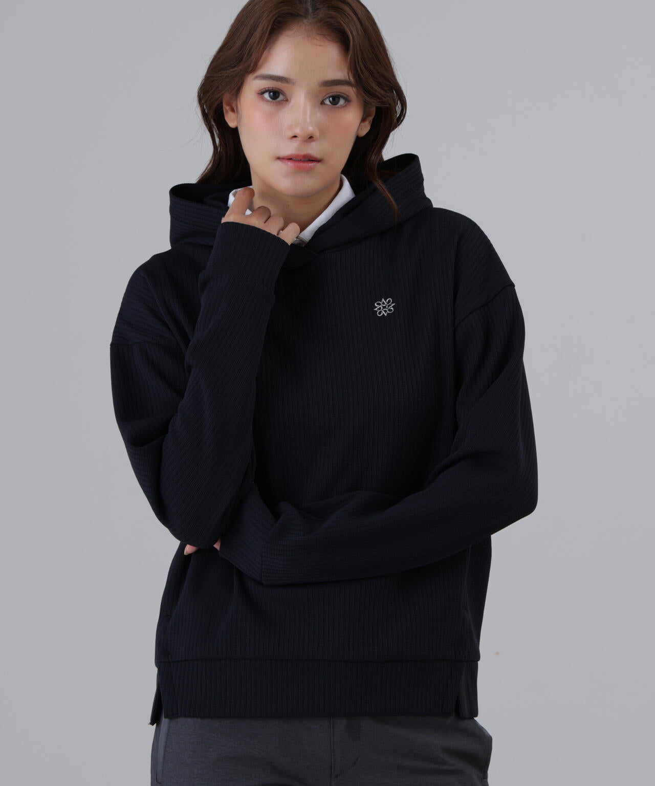 ダブル針抜きストライプフーディー (WOMENS)