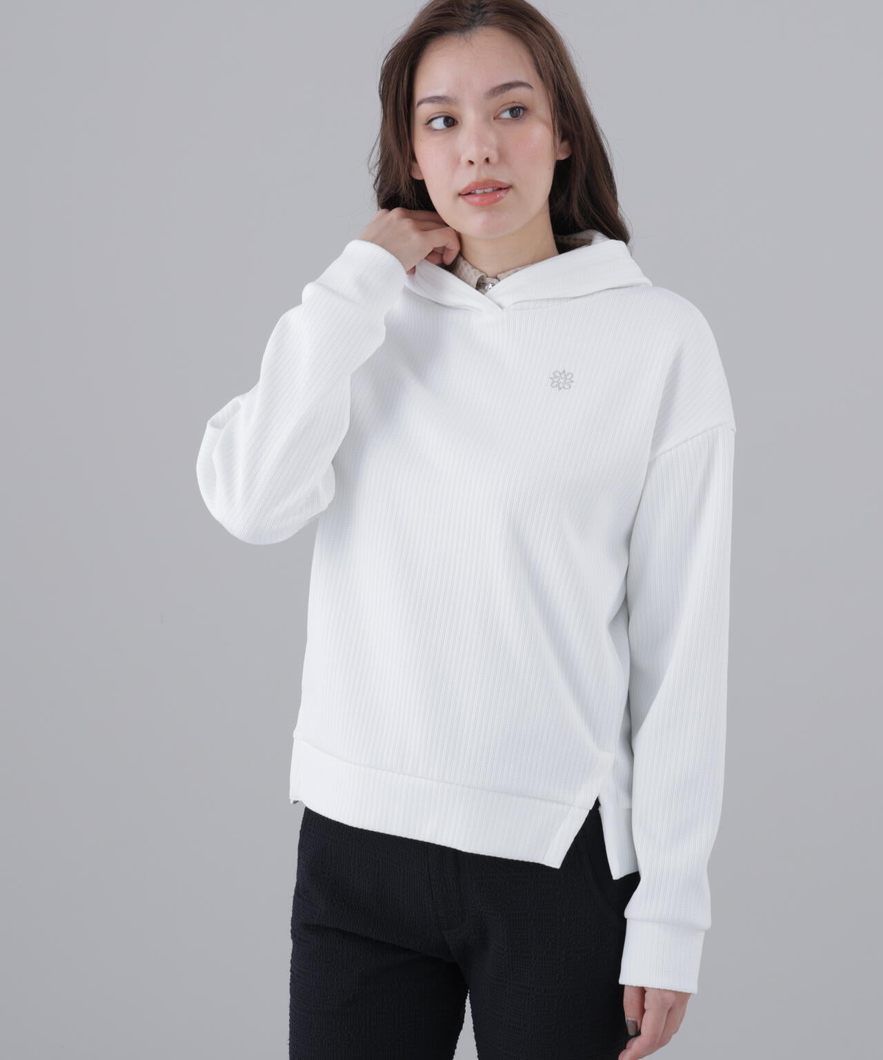 ダブル針抜きストライプフーディー (WOMENS)