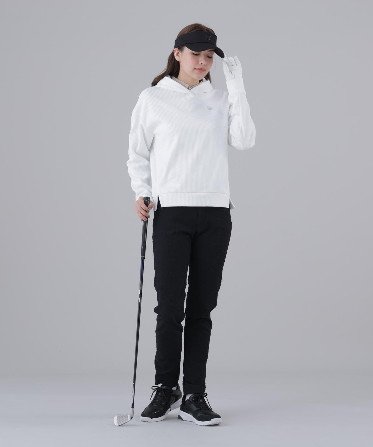 ダブル針抜きストライプフーディー (WOMENS)