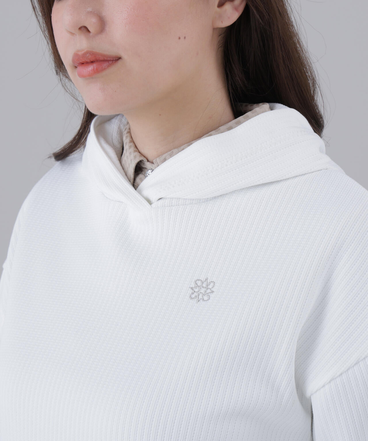 ダブル針抜きストライプフーディー (WOMENS)