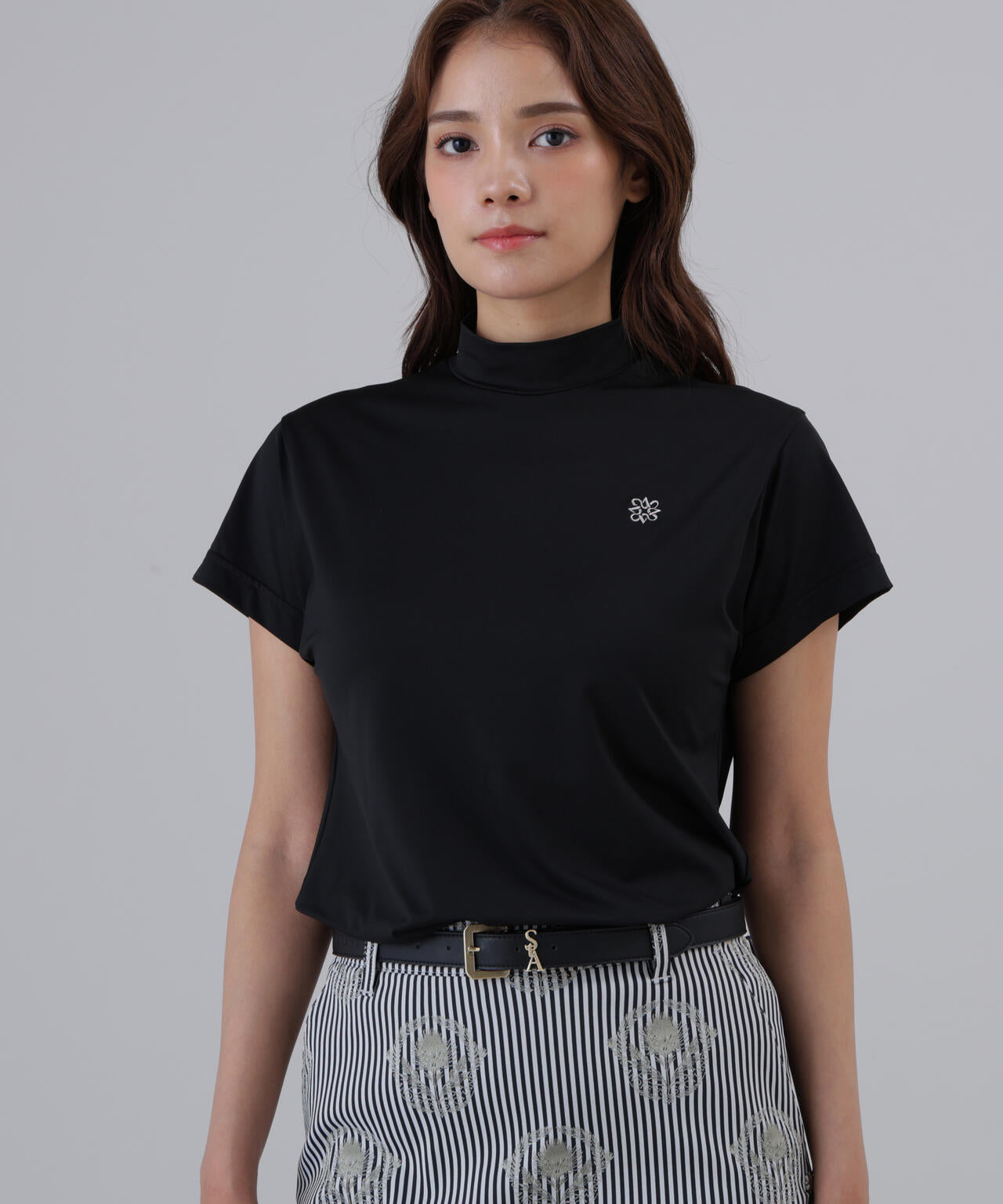 ポリエステルベア天竺ハイネックカットソー (WOMENS)