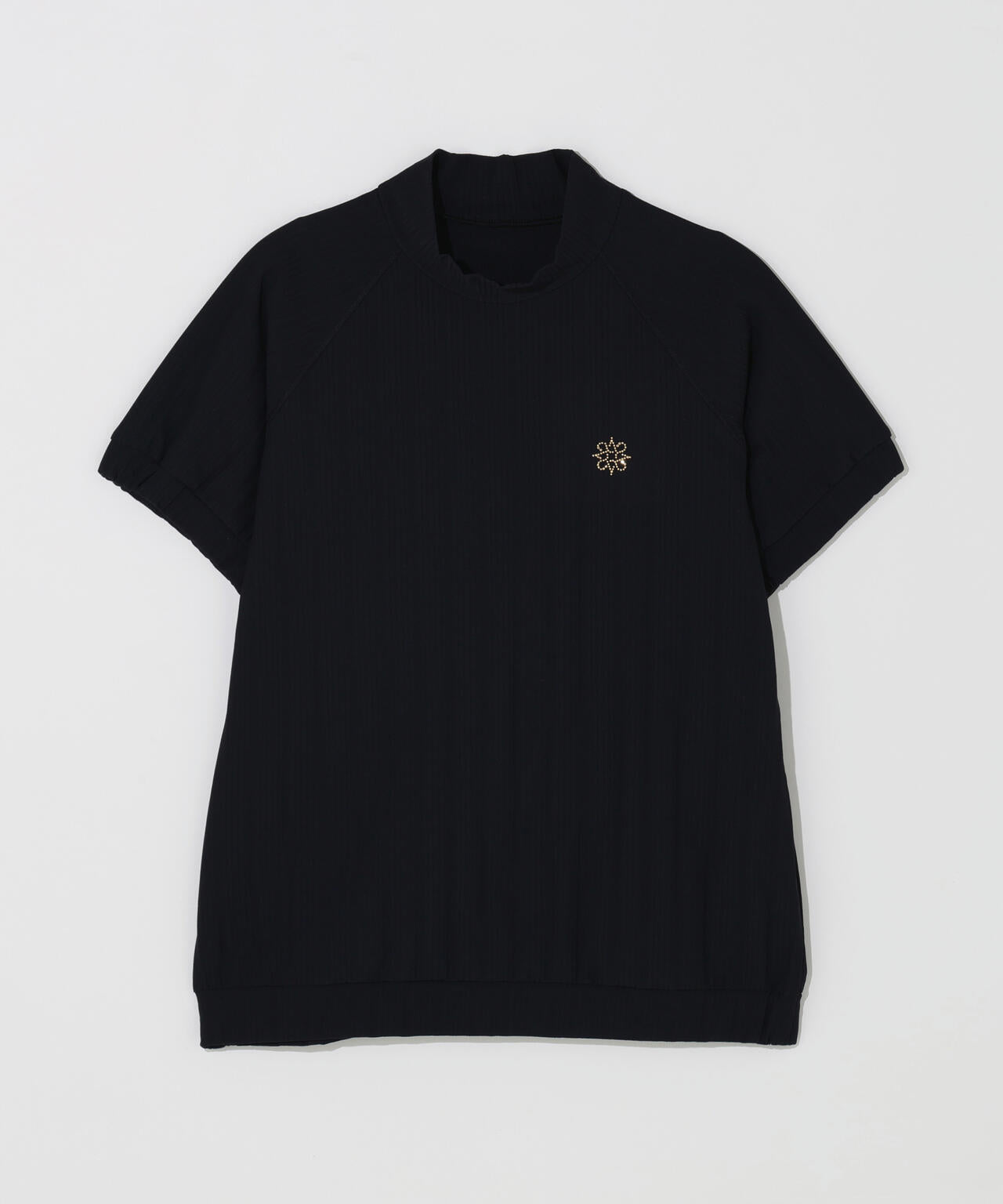 【吸水速乾】サッカーストライプ半袖ハイネックカットソー (WOMENS)