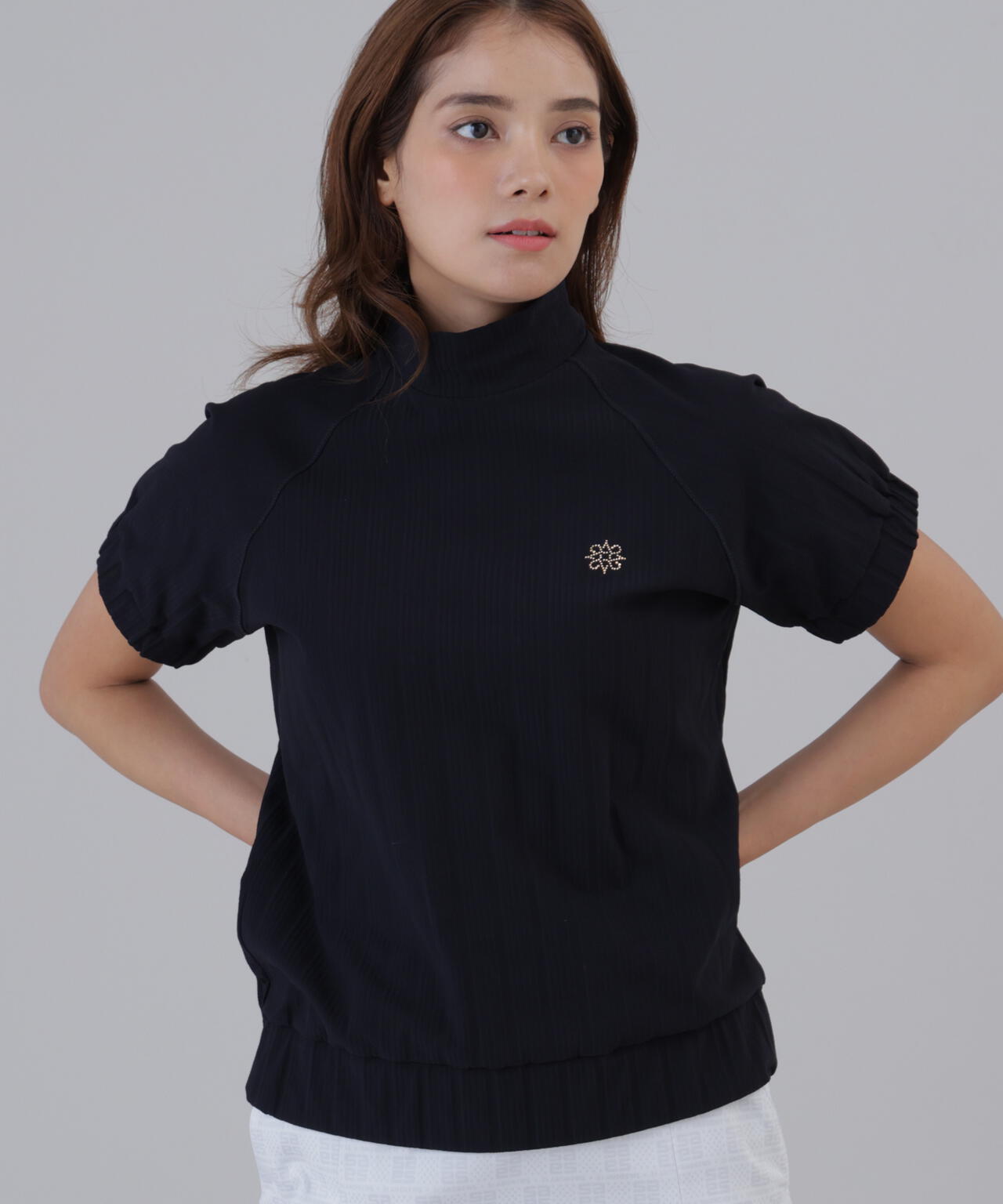 吸水速乾】サッカーストライプ半袖ハイネックカットソー (WOMENS) | St