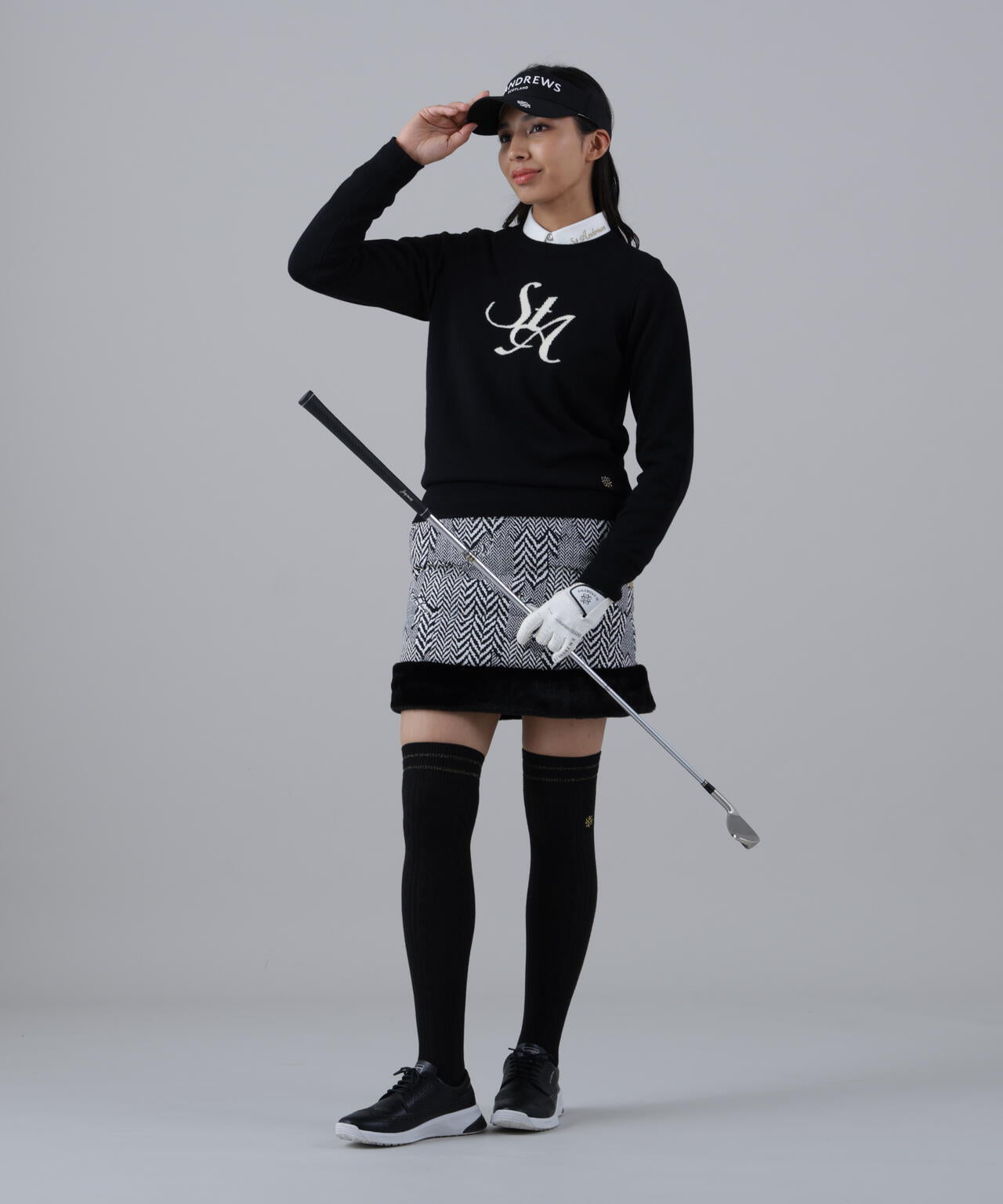 【超人気◎】St ANDREWS　ニット　ジャガード　総柄　刺繍　新品タグ付き◎ 14Gアザミダマスクジャガードクルーネックニットプルオーバー (WOMENS