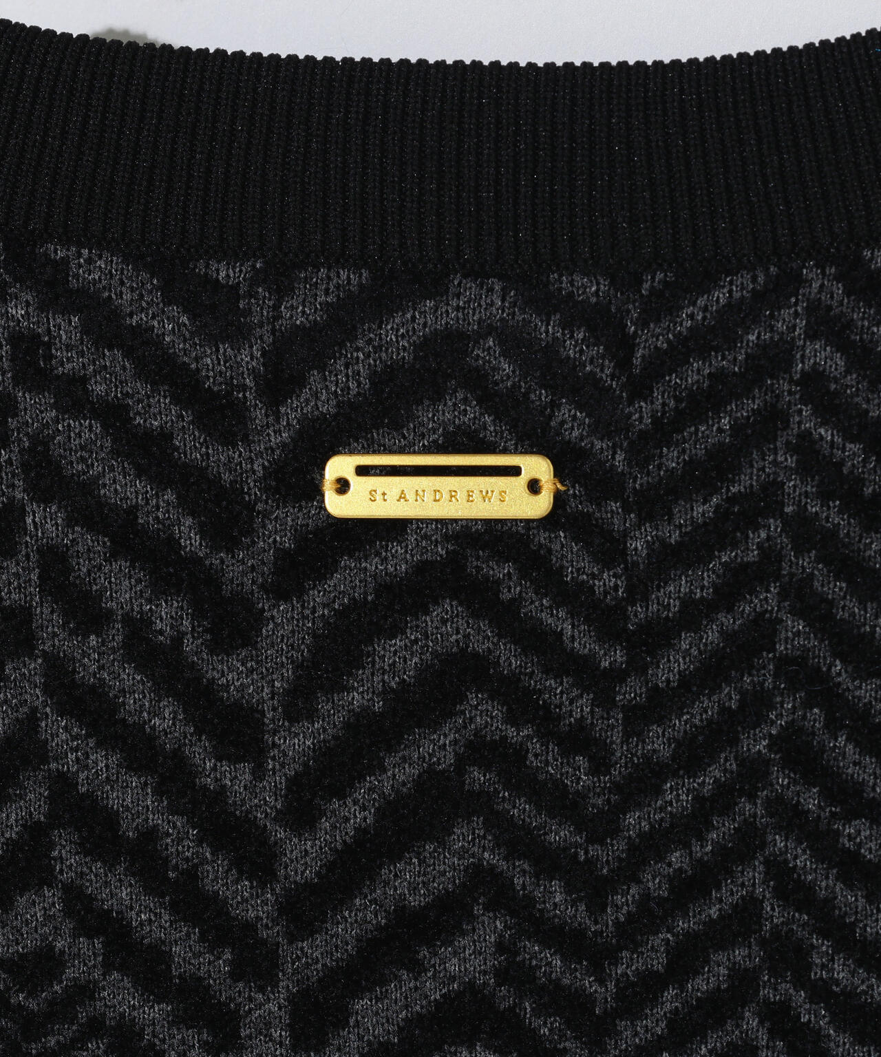 12Gヘリンボーンジャガード裏地付きクルーネックニットプルオーバー (WOMENS)