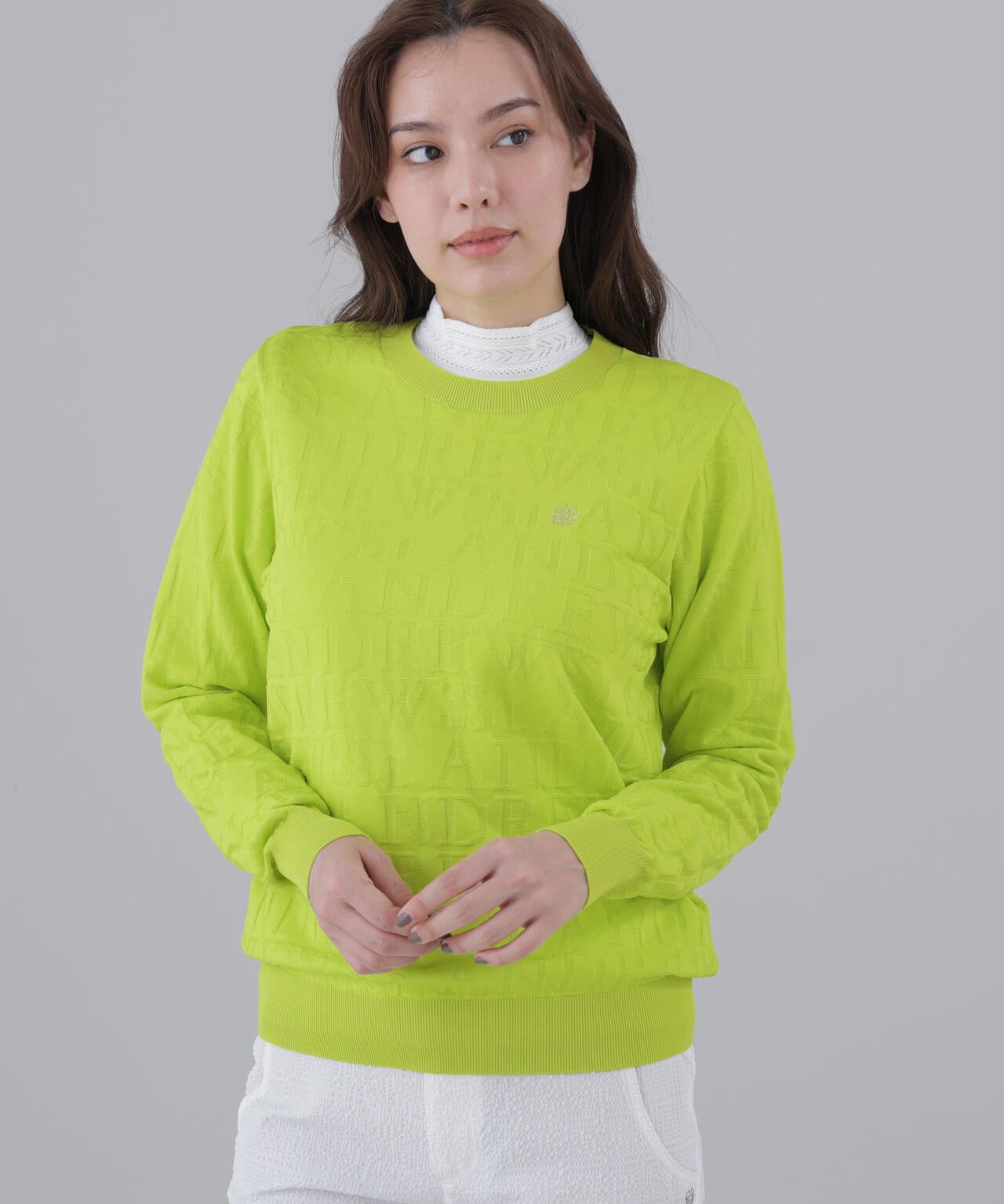 ダブルロゴジャガードクルーネックニットプルオーバー (WOMENS)