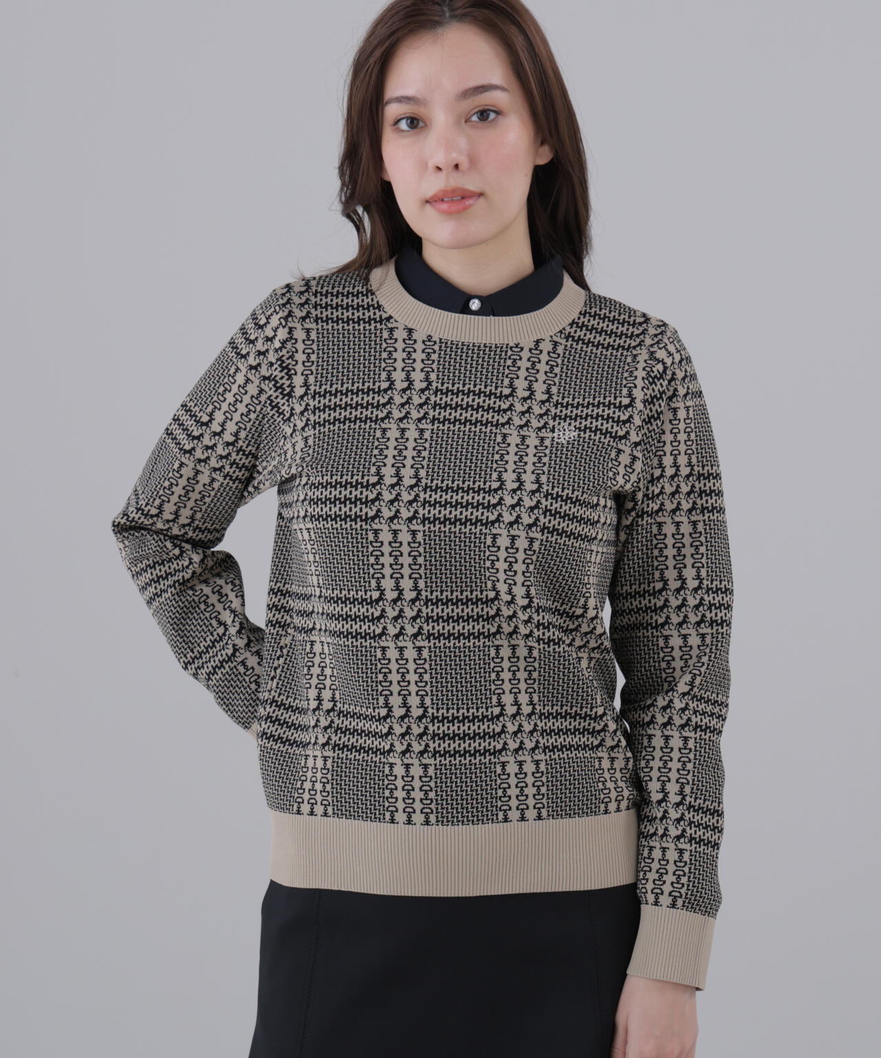 14Gホースビットチェックジャガードプルオーバーニット (WOMENS)