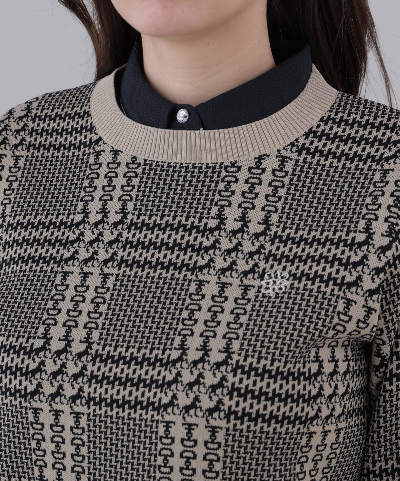 14Gホースビットチェックジャガードプルオーバーニット (WOMENS)
