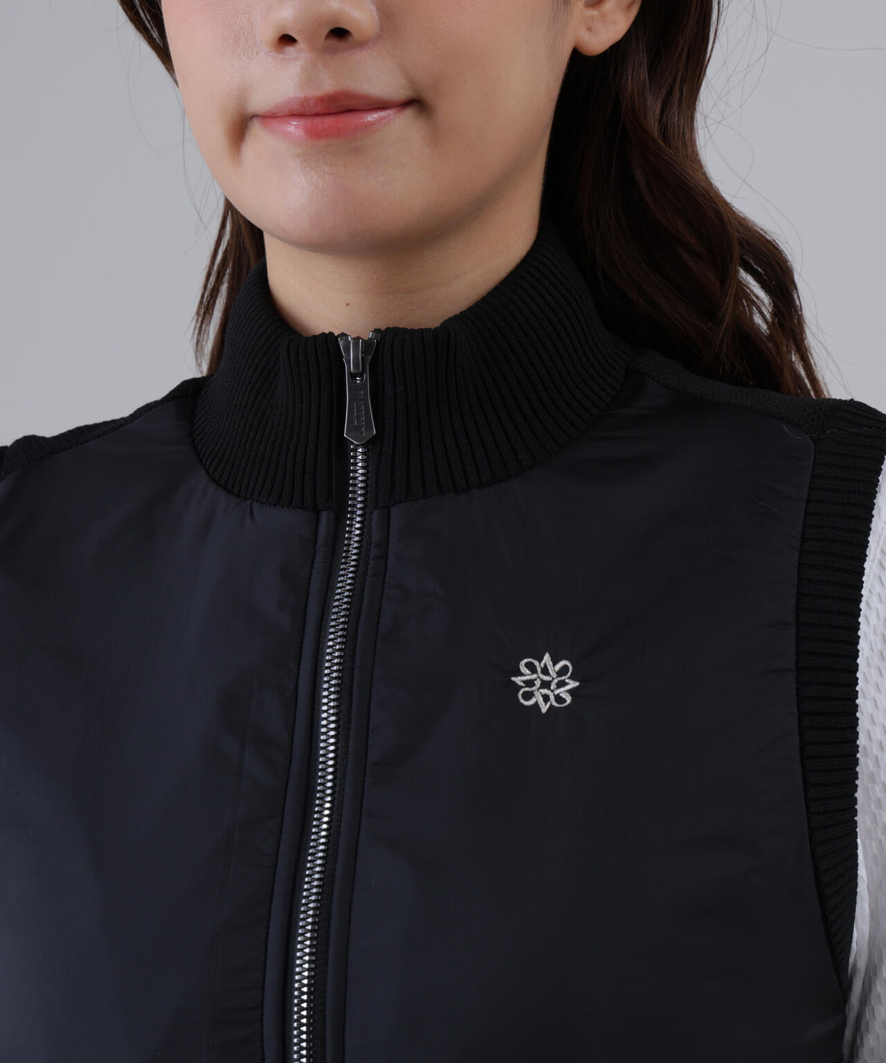 タフタ×ニットジップアップベスト (WOMENS)