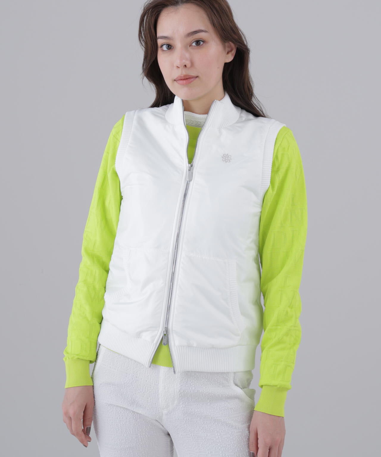 タフタ×ニットジップアップベスト (WOMENS)