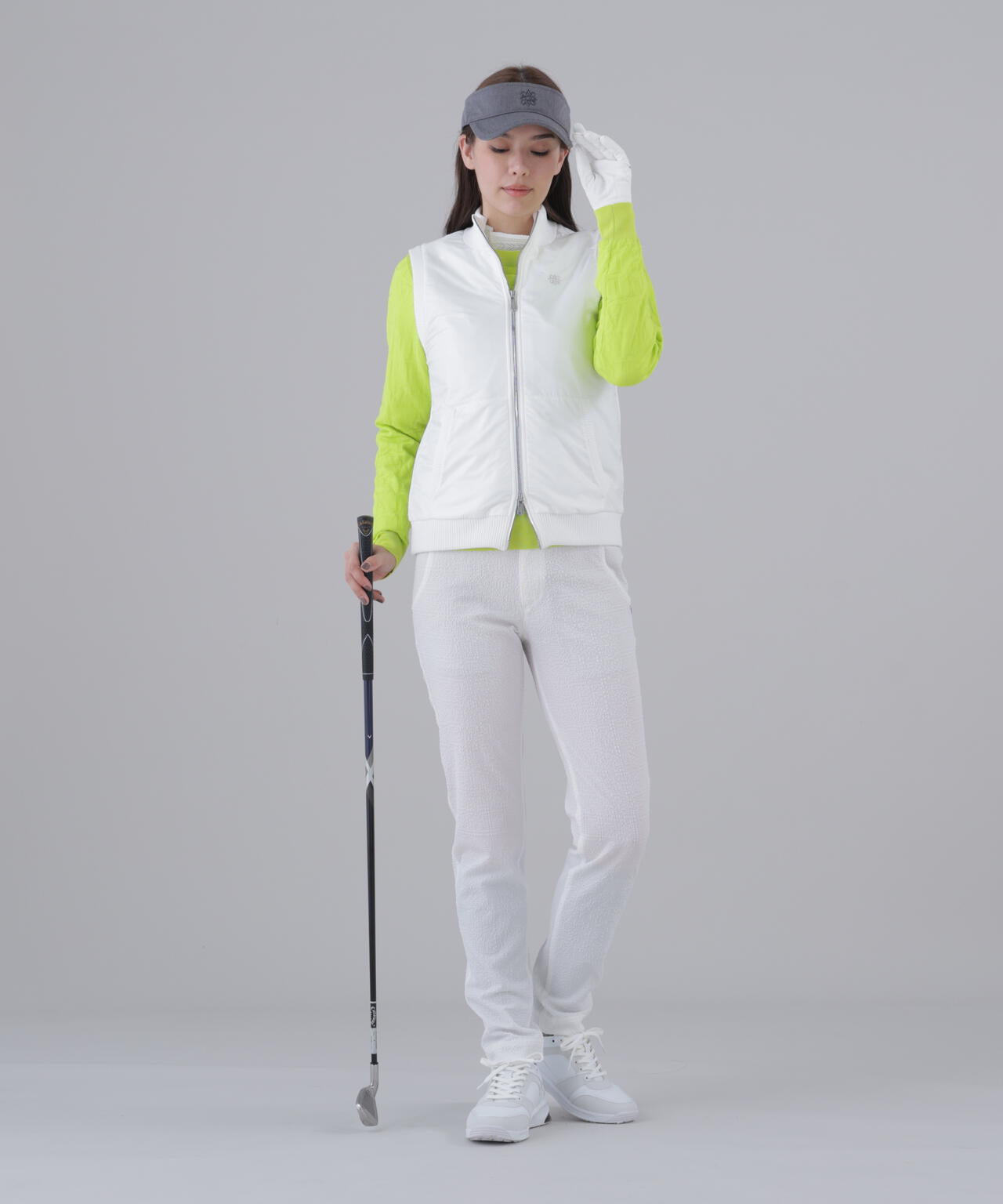 タフタ×ニットジップアップベスト (WOMENS)