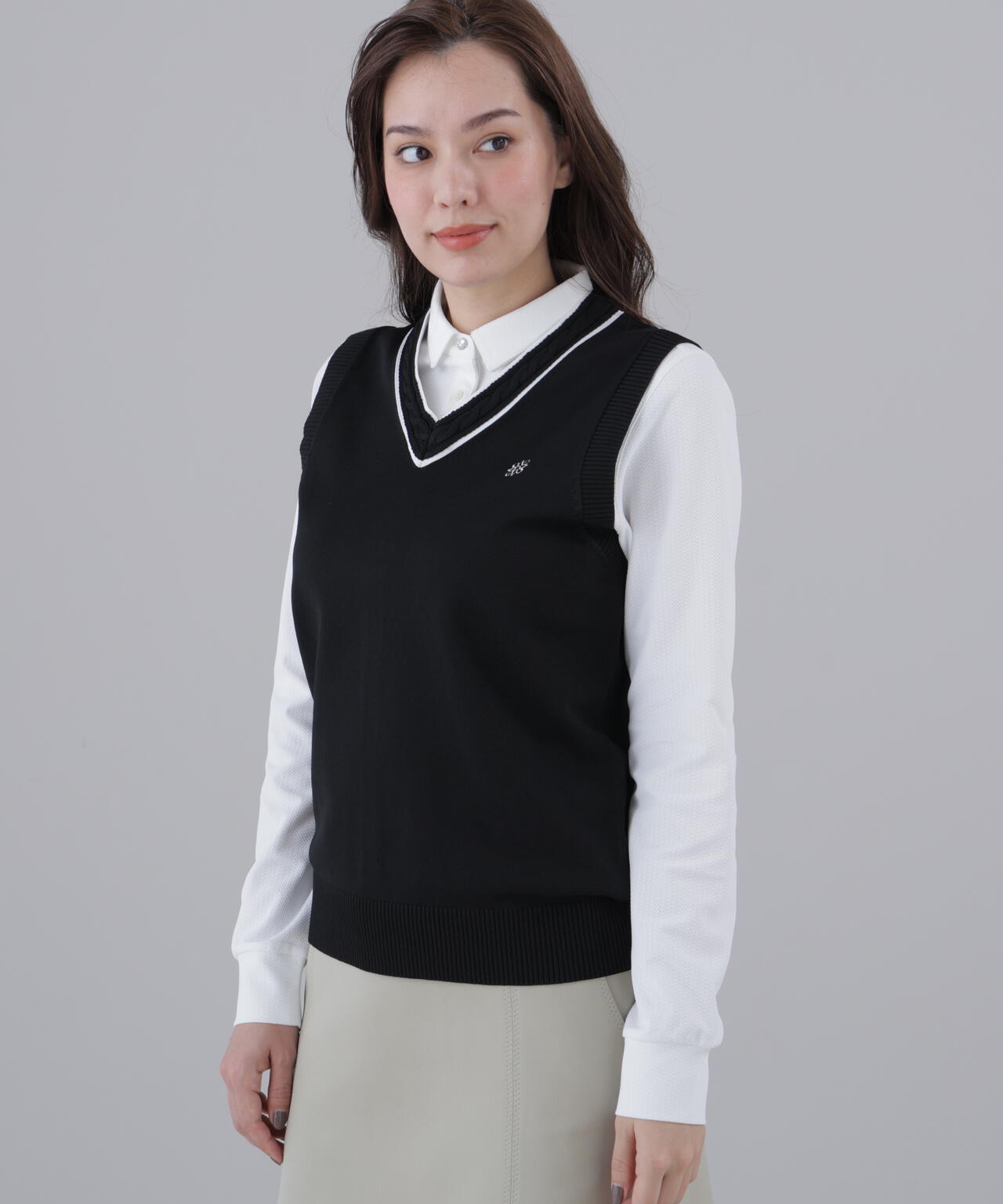 12G天竺Vネックニットベスト (WOMENS)
