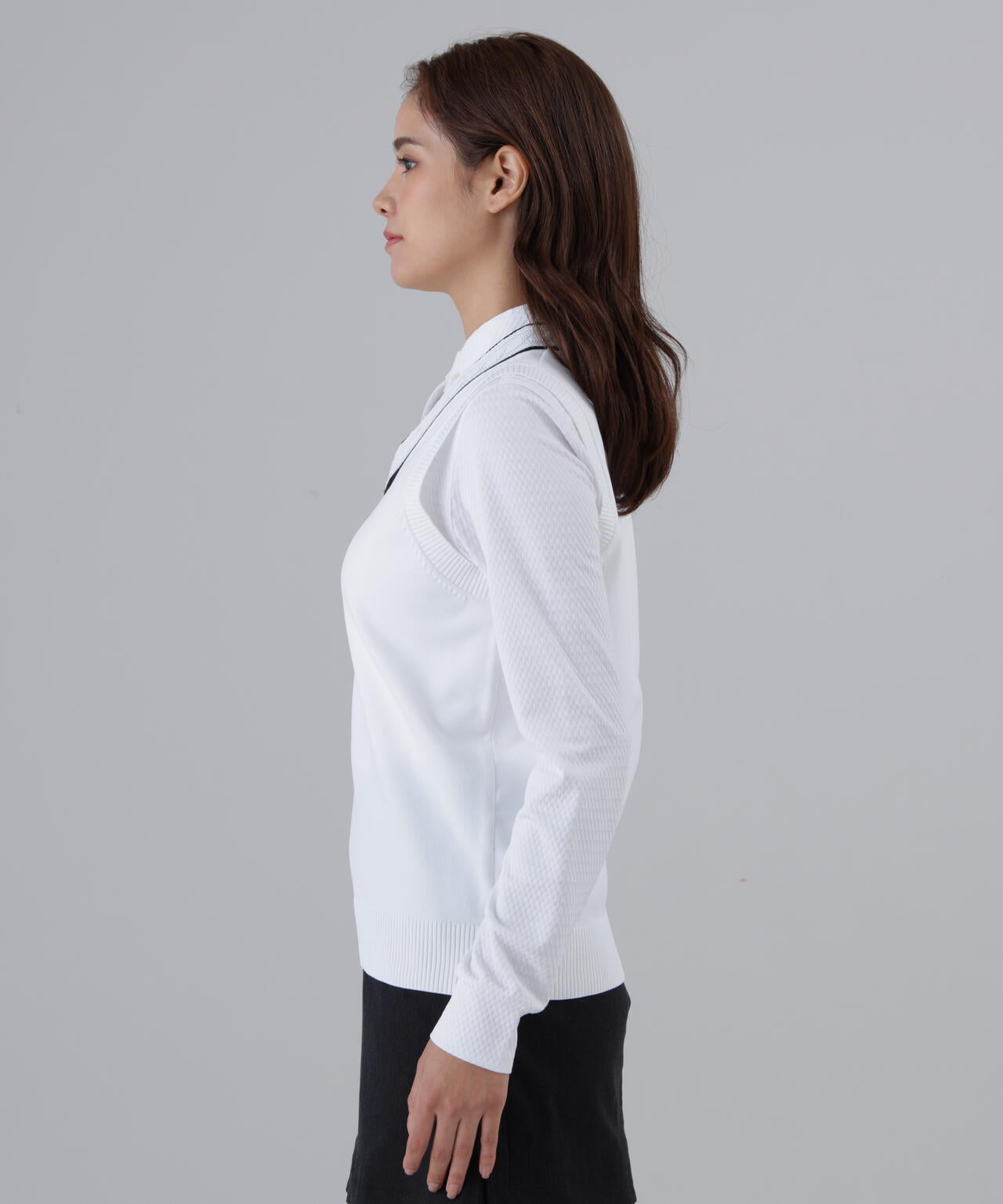 12G天竺Vネックニットベスト (WOMENS)