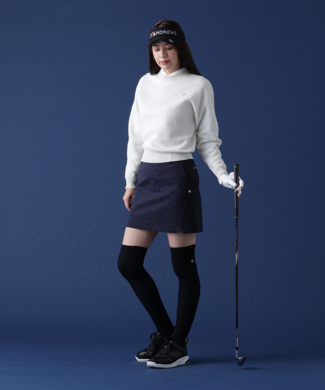 THE OLD COURSE][ストレッチ] アーチロゴジャガードスカート (WOMENS